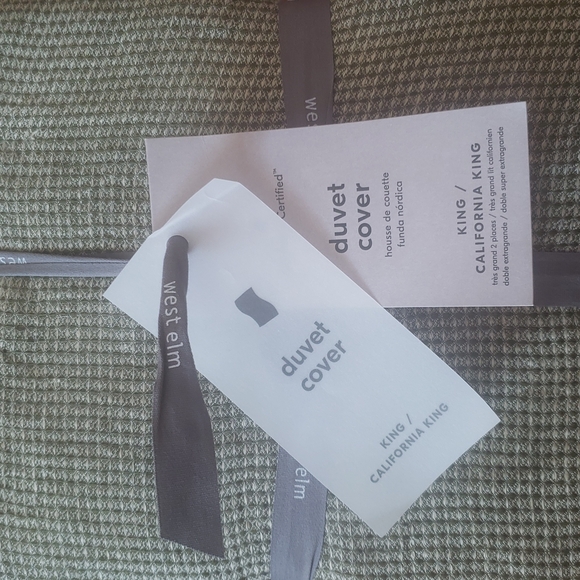 West Elm European Linen Mini Waffle Duvet Cover King Natural Flax - Picture 2 of 8